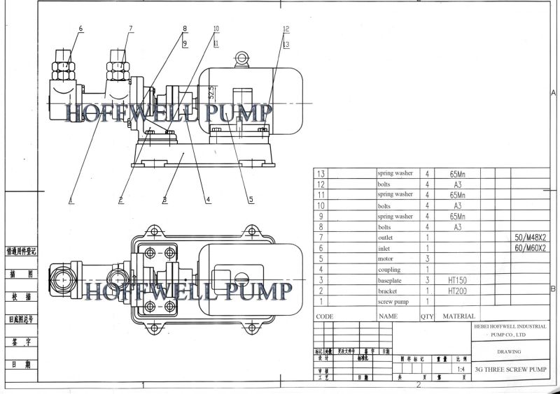 Horizontal 3G 36X6a Fuel Oil Transfer Triple Screw Pump from China